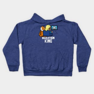 Marathon King Funny TV Lover Cartoon Kids Hoodie